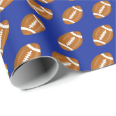 Amerikaanse Footballs op blauw Cadeaupapier (Rol Hoek)