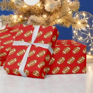 Amerikaanse Footballs op rood Cadeaupapier