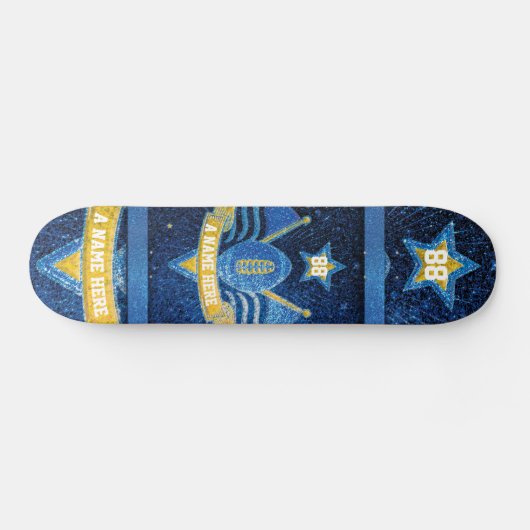 Amerikaanse Footballs trui kleuren blauw goud glit Persoonlijk Skateboard (Horizontaal)
