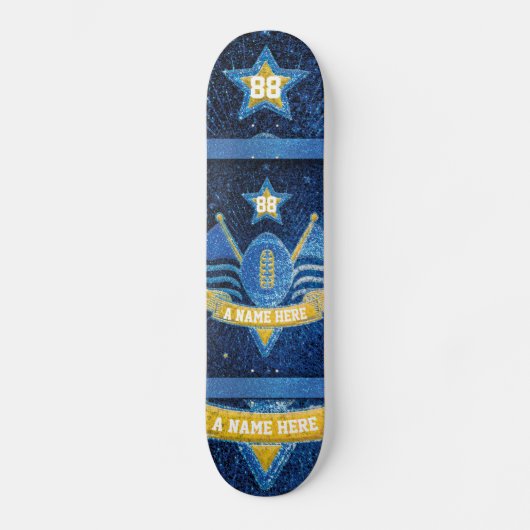 Amerikaanse Footballs trui kleuren blauw goud glit Persoonlijk Skateboard (Voorkant)