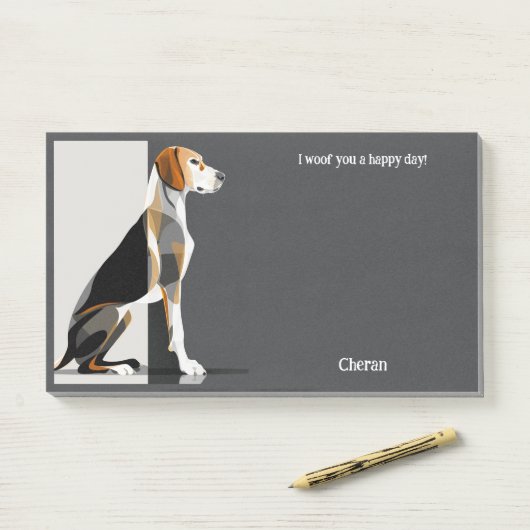 Amerikaanse Foxhound Abstracte Art Dog Naam Post-it® Notes (Op bureau)