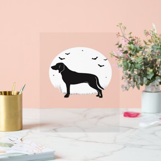 Amerikaanse Foxhound Dog - Halloween Moon Silhouet Acryl Bord (Huwelijk)