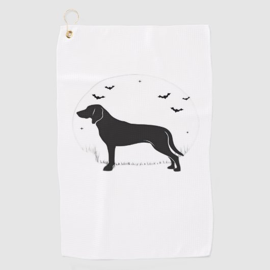 Amerikaanse Foxhound Dog - Halloween Moon Silhouet Golfhanddoek (Voorkant)