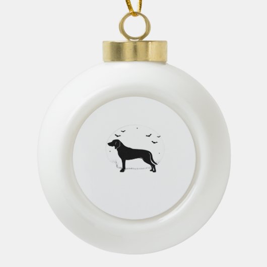Amerikaanse Foxhound Dog - Halloween Moon Silhouet Keramische Bal Ornament (Voorkant)