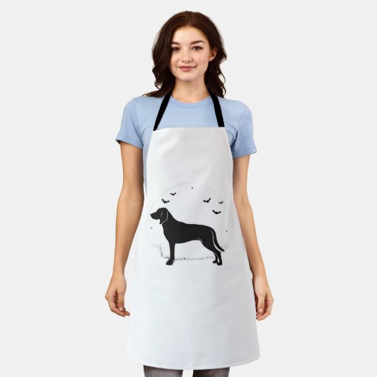 Amerikaanse Foxhound Dog - Halloween Moon Silhouet Schort (Gedragen)