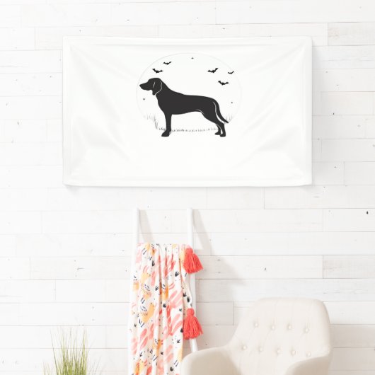 Amerikaanse Foxhound Dog - Halloween Moon Silhouet Spandoek (Insitu)