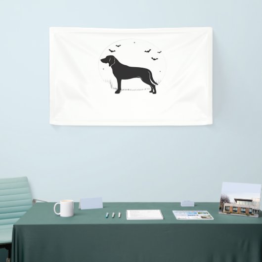 Amerikaanse Foxhound Dog - Halloween Moon Silhouet Spandoek (Beurs)