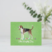 Amerikaanse Foxhound Feliz Naughty Dog Kerstmis Feestdagenkaart (Staand voorkant)