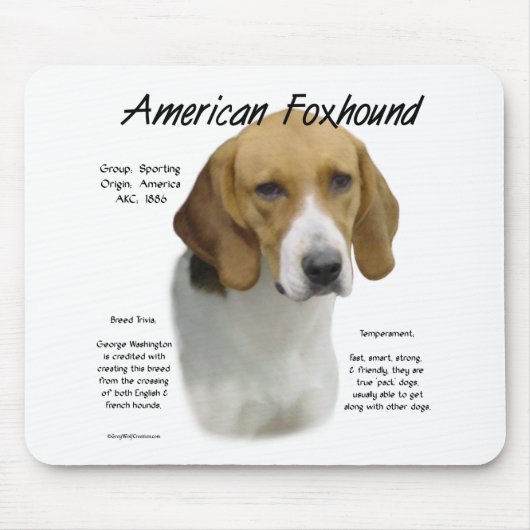 Amerikaanse foxhound geschiedenis, alles over foxh muismat (Voorkant)