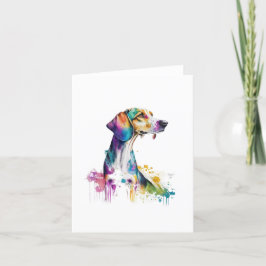 Amerikaanse foxhound hond in Waterverf & Pen Feestdagen Kaart