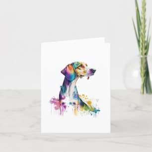 Amerikaanse foxhound hond in Waterverf & Pen Feestdagen Kaart
