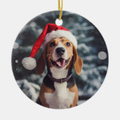 Amerikaanse foxhound hond kerst aandenken keramisch ornament (Voorkant)