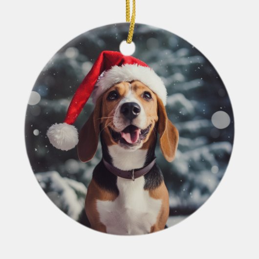 Amerikaanse foxhound hond kerst aandenken keramisch ornament (Voorkant)