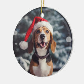 Amerikaanse foxhound hond kerst aandenken keramisch ornament (Links)