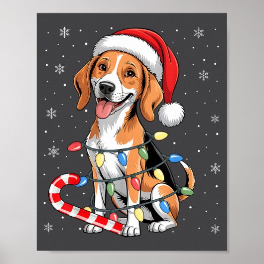 Amerikaanse Foxhound Hond Lelijke Kerst Kerststok Poster (Voorkant)