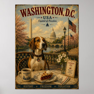 Amerikaanse Foxhound in Washington Vintage Reis Ku Poster