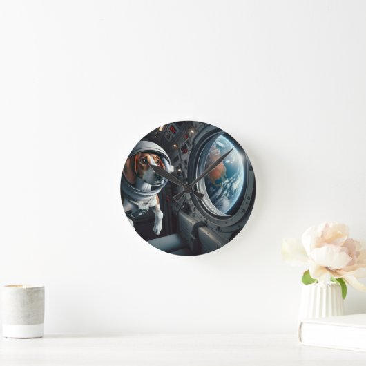 Amerikaanse Foxhound Outer Space Rocketship Planet Ronde Klok (Huis)