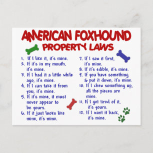AMERIKAANSE FOXHOUND Property Laws 2 Briefkaart
