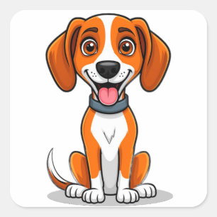 Amerikaanse Foxhound Schattige Huisdier Liefhebber Vierkante Sticker