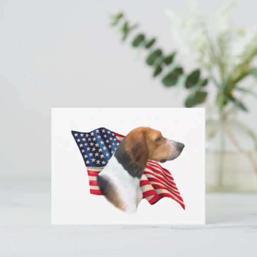 Amerikaanse foxhound vlag briefkaart (Staand voorkant)