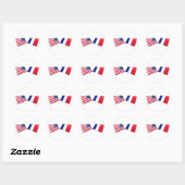 Amerikaanse & Franse vlaggen Ronde Sticker (Vel)