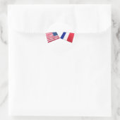 Amerikaanse & Franse vlaggen Ronde Sticker (Tas)