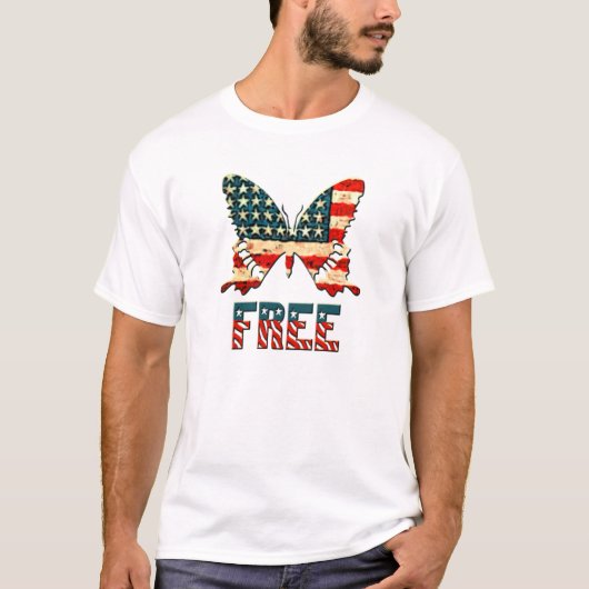 Amerikaanse Freedom Butterfly T-shirt (Voorkant)