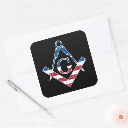 Amerikaanse Freemasonic-symbool Vierkante Sticker (Envelop)