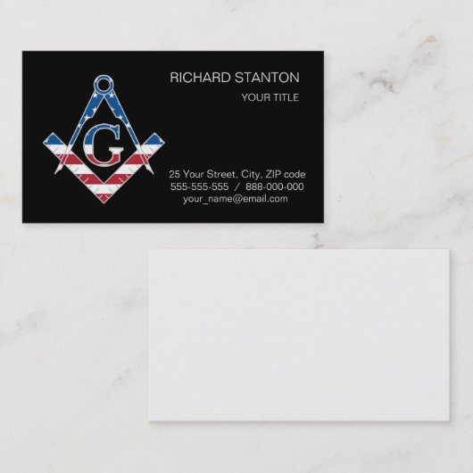 Amerikaanse Freemasonic-symbool Visitekaartje (Voorkant / Achterkant)
