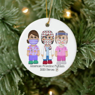 Amerikaanse frontlijnvrouwen keramisch ornament