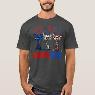 Amerikaanse Funny Lover America Cat Lover Glasses T-shirt