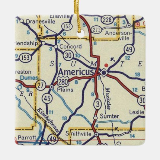  Amerikaanse GA-kaart Keramisch Ornament (Voorkant)