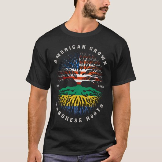 Amerikaanse Gabonese wortels Gabon vlag T-shirt (Voorkant)