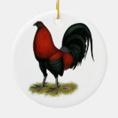 Amerikaanse Game BB Zwarte Rode Haan Keramisch Ornament (Achterkant)