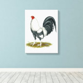 Amerikaanse Game Zilver Blauwe Gamecock Canvas Afdruk (Insitu (Houten vloer))