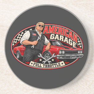Amerikaanse Garage Spierauto Ronde Stenen Onderzet Zandsteen Onderzetter