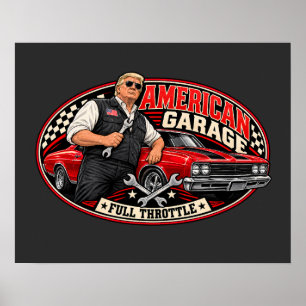 Amerikaanse Garage Vol Gas Landschap Poster
