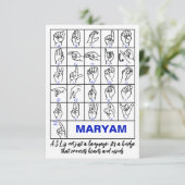 Amerikaanse Gebarentaal Alfabet, ASL Doof Bedankkaart (Staand voorkant)