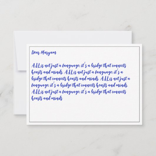 Amerikaanse Gebarentaal Alfabet, ASL Doof Bedankkaart (Achterkant)