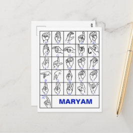 Amerikaanse Gebarentaal Alfabet, ASL Doof Briefkaart
