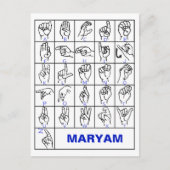 Amerikaanse Gebarentaal Alfabet, ASL Doof Briefkaart (Voorkant)