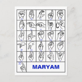 Amerikaanse Gebarentaal Alfabet, ASL Doof Briefkaart