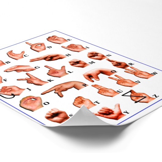 Amerikaanse Gebarentaal Alfabet, ASL Doof Poster (Hoek)