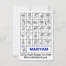 Amerikaanse Gebarentaal Alfabet, Gebarentaal Dove Bedankkaart