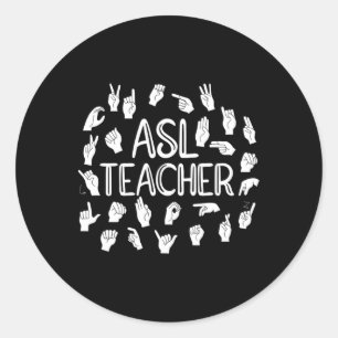 Amerikaanse Gebarentaal Alfabet Gebarentaal Leraar Ronde Sticker