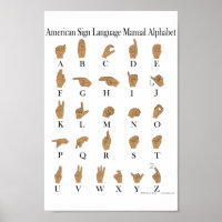 Amerikaanse gebarentaal ASL-alfabet Poster