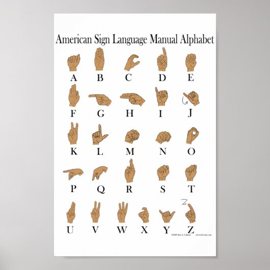 Amerikaanse gebarentaal ASL-alfabet Poster (Voorkant)
