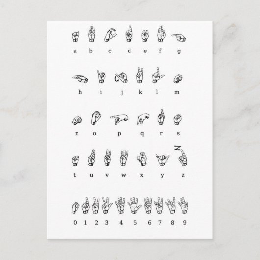 Amerikaanse gebarentaal (ASL) Briefkaart (Voorkant)