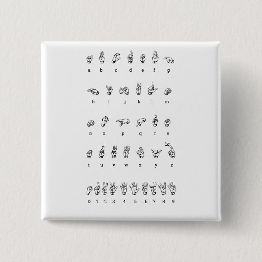 Amerikaanse gebarentaal (ASL) Vierkante Button 5,1 Cm (Voorkant)