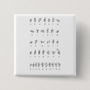 Amerikaanse gebarentaal (ASL) Vierkante Button 5,1 Cm